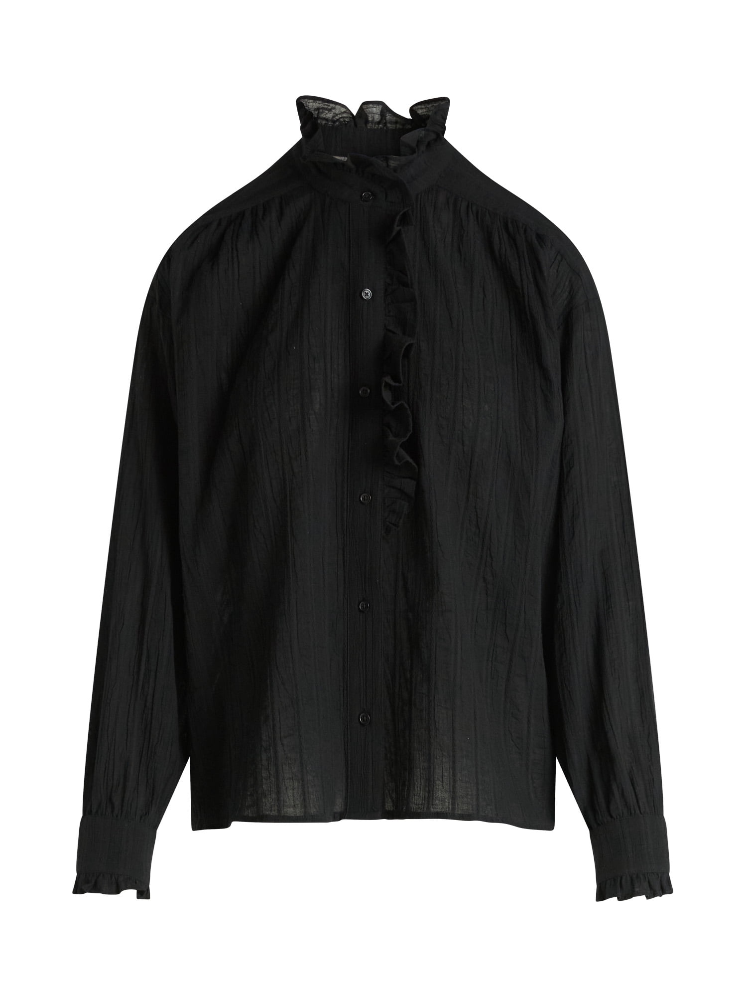 Scoop Women’s Cotton Dobby Ruffle Blouse, Sizes XS-XXL