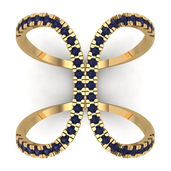 Statement Engagement Ring for Women - 0.5ct Simulated Blue Sapphire in 14K Yellow Gold Promise Ring