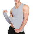 thumbnail image 2 of Ankishi Sleeveless Undershirts for Men Traceless Summer Ice Silk Tank Tops V Neck Breathable Sleeveless Tops for Fitness, 2 of 8