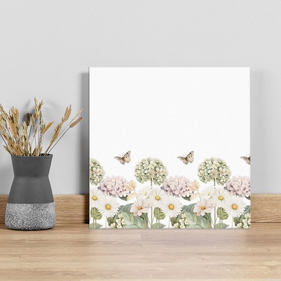 Spring Floral Wall Art Painting on Canvas, Farmhouse Flower Summer Botanical White Canvas Art Home Prints Wall Art Framed Modern Artwork for Living Room Bedroom Wall Decor 20x20in