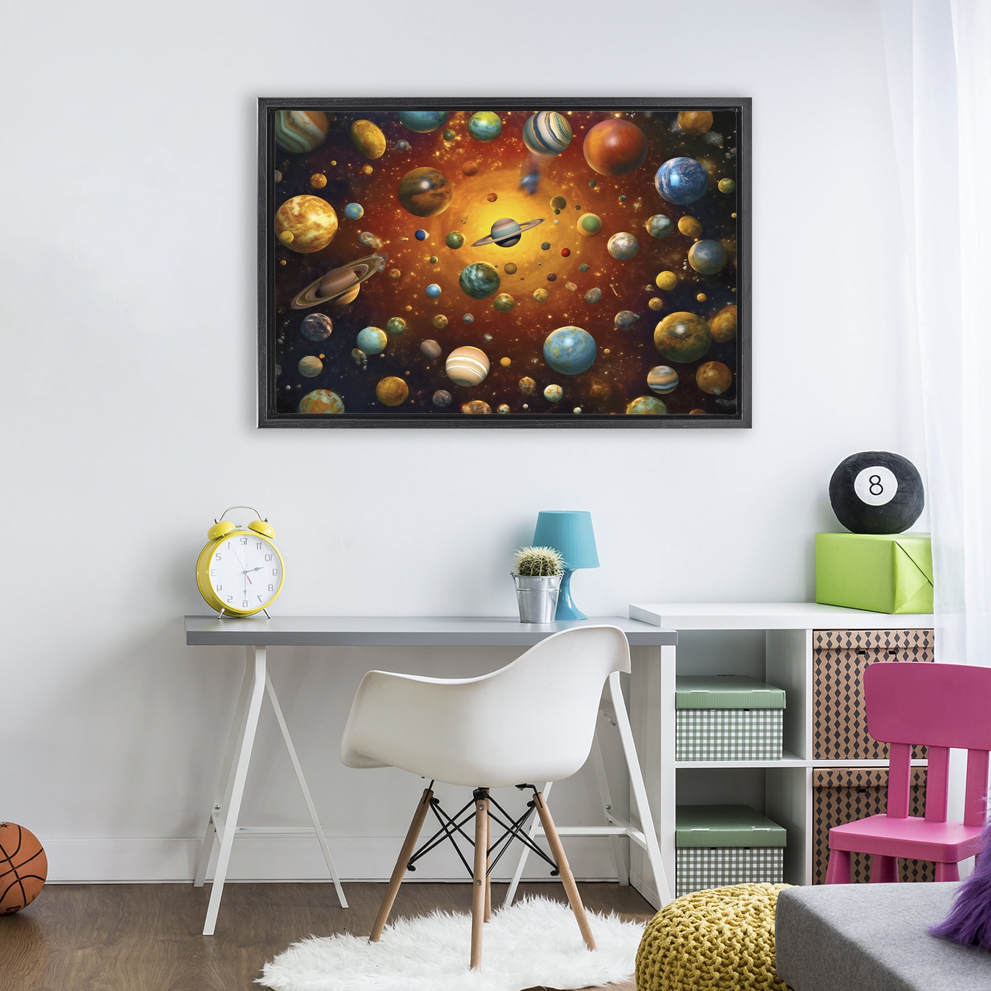 Stupell Industries Cosmic Marbles Galaxy Black Framed Floater Canvas Wall Art, design by Ray Powers