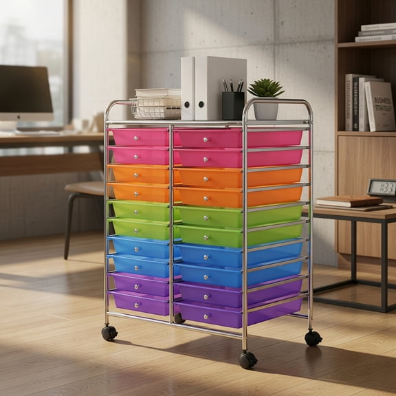 GVN 20 Drawers Storage Rolling Cart Studio Organizer-Multicolor, Rolling Storage Cart, Multipurpose Organizer Cart for Home, Office, School