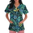thumbnail image 2 of ASDFVBKG Medical Women's Scrub Top Short Sleeve V Neck Working Top with Pocket Floral Printed Plus Size Casual Workwear Scrub Tops Green L, 2 of 4