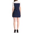 thumbnail image 3 of INSPIRE CHIC Women's Plaid Tie Neck Contrast Panel Puff Short Sleeve Dress, 3 of 6