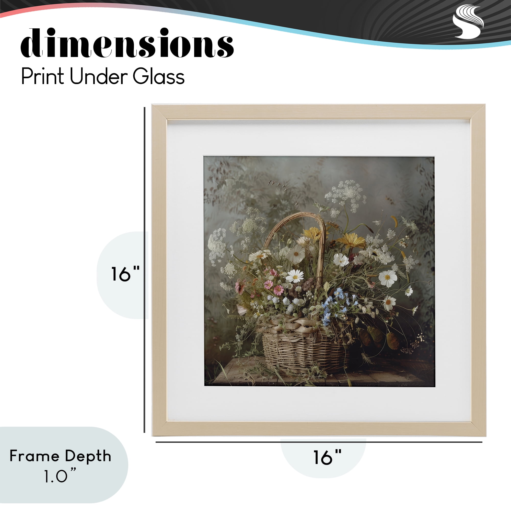 Stupell Industries Rustic Basket with Flowers Birch Framed Print Under Glass, design by Lazar Studio