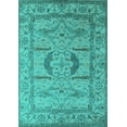 thumbnail image 1 of Ahgly Company Machine Washable Indoor Rectangle Oriental Turquoise Blue Industrial Area Rugs, 3' x 5', 1 of 4