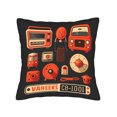 thumbnail image 4 of Set of 2 Vintage - Style Throw Pillow Covers 18x18in for Couch Bed Car - Retro Design with Red Radio Clock and More, 4 of 8