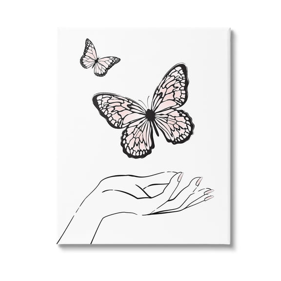 Stupell Industries Minimal Catching Butterflies Animals & Insects Painting Gallery Wrapped Canvas Art Print Wall Art, 16 x 20