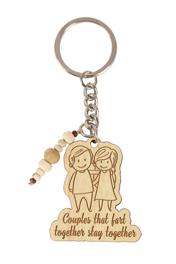 Funny Keychain Couples That Fart Together Stay Together Wood Engraved Keychain Funny Couples Keyring Novelty Gift