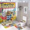 thumbnail image 1 of Timothy va a la escuela-theme 4-Piece Shower Curtain Set with Rugs, Waterproof Bathroom Decor Set Includes Bath Mat, U-Shaped Rug, Toilet Lid Cover and Curtain with Hooks, 1 of 6