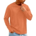 thumbnail image 2 of Dwellite Mens Long Sleeve Shirts Fashion Crew Neck T-Shirts Classic Basic Casual Plain Soft Tee Shirts Saffron 2XL, 2 of 9
