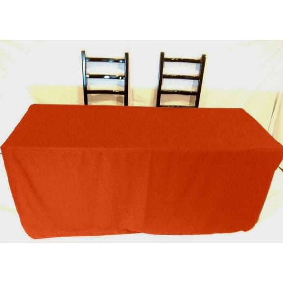 5' ft Fitted Polyester Tablecloth SLIT BACK TableCover Trade show Booth 18 COLOR", (Color: Orange)