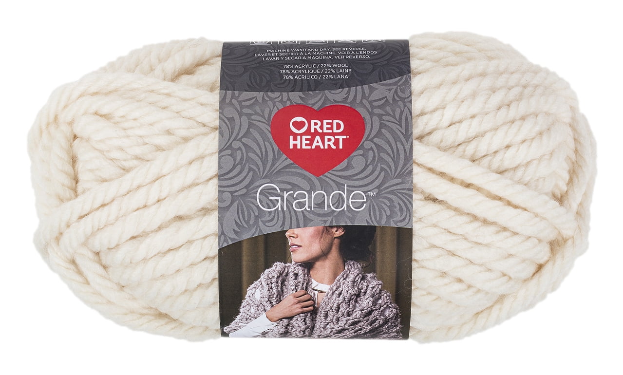 Red Heart Grande Yarn, Aran, 5.29oz(150g), Jumbo, Acrylic/Wool