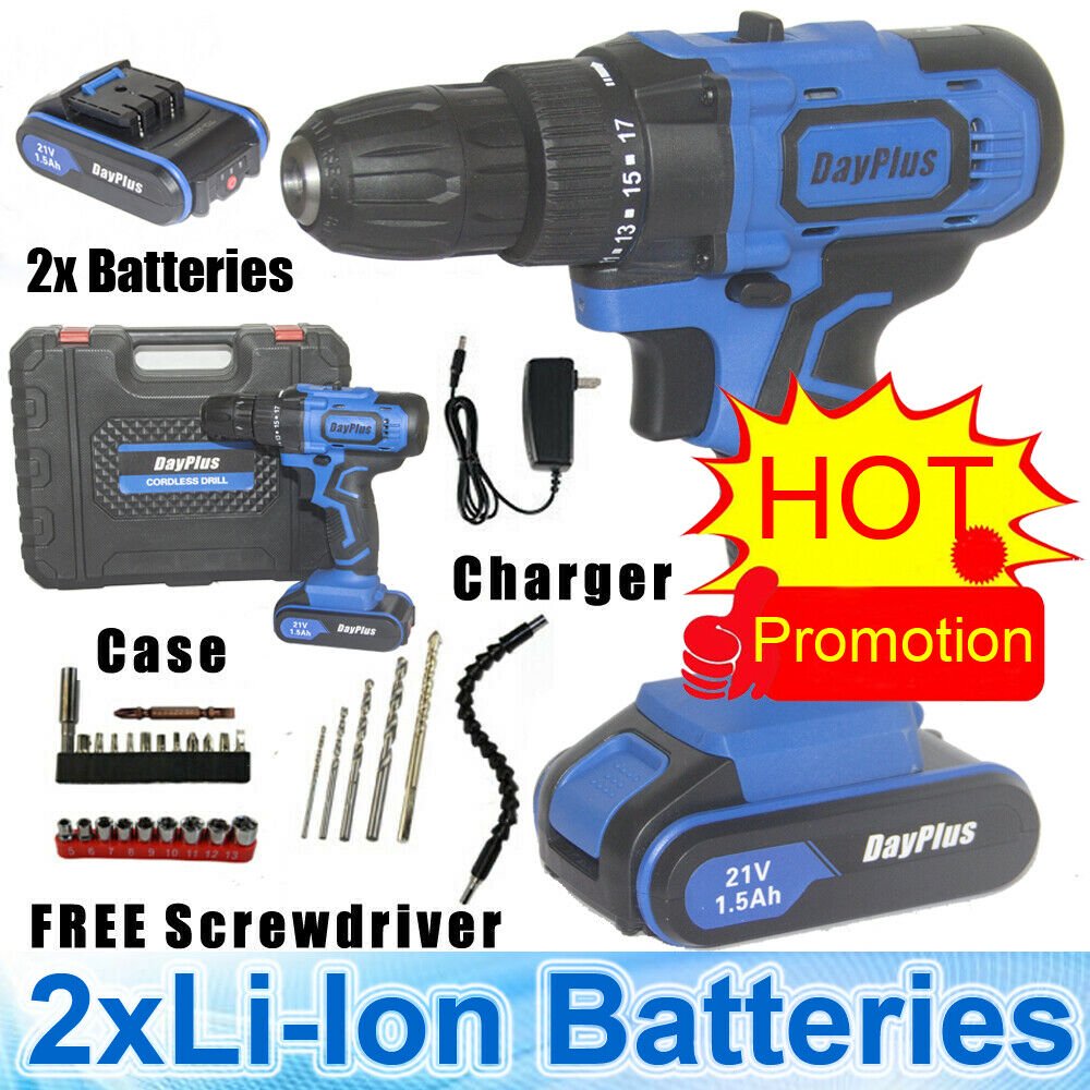 21VVolt Max Lithiumion Cordless Drill, Variable Speed, with 2PC 1.5Ah