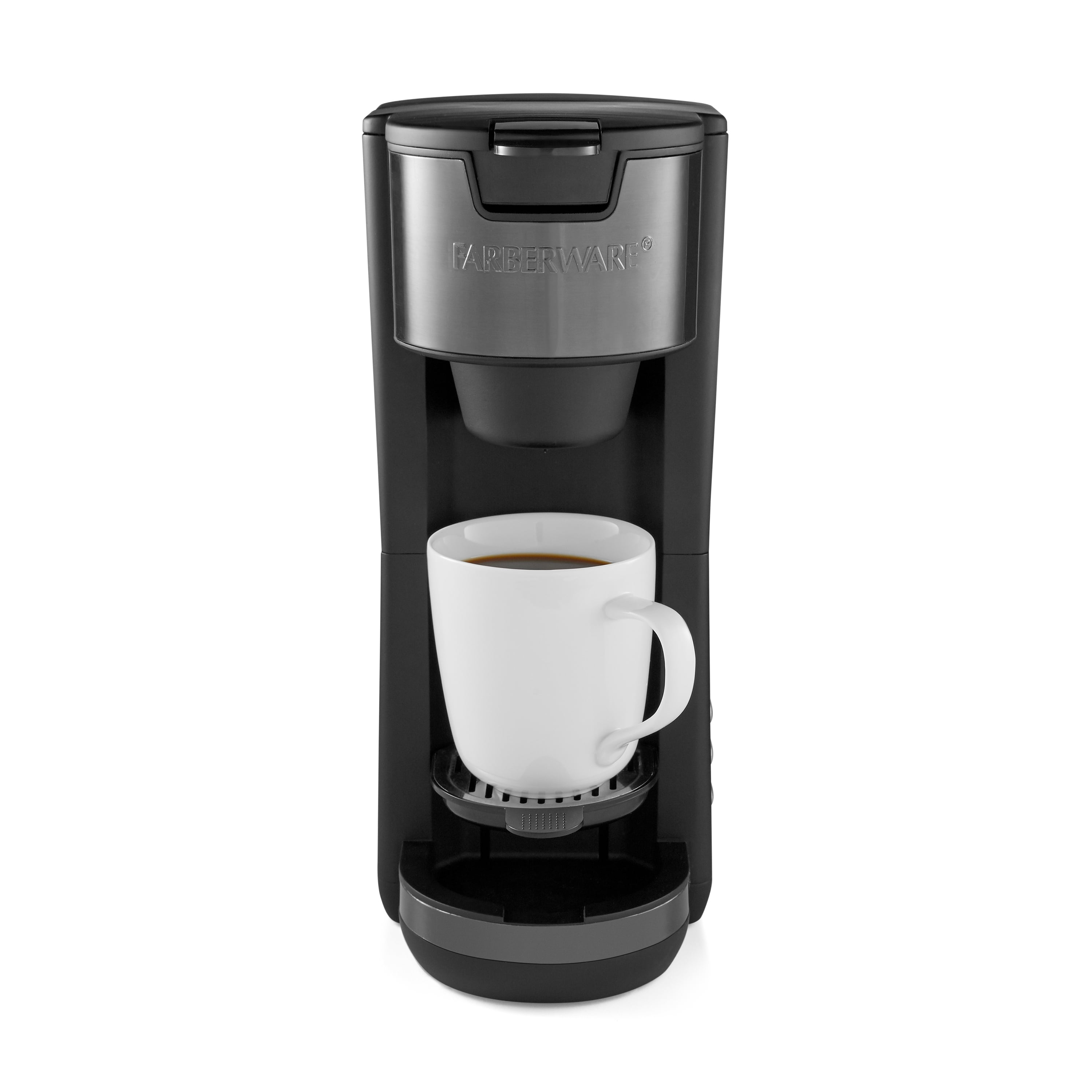 Farberware Side by Side Coffee Maker, Single Serve or 12 Cups, Black and Stainless