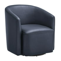 Comfort Pointe Amhurst Midnight Blue Faux Leather Swivel Barrel Chair