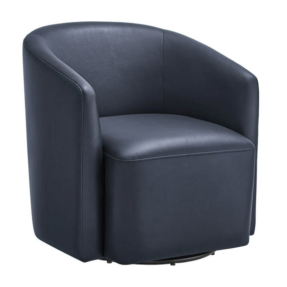 Comfort Pointe Amhurst Midnight Blue Faux Leather Swivel Barrel Chair