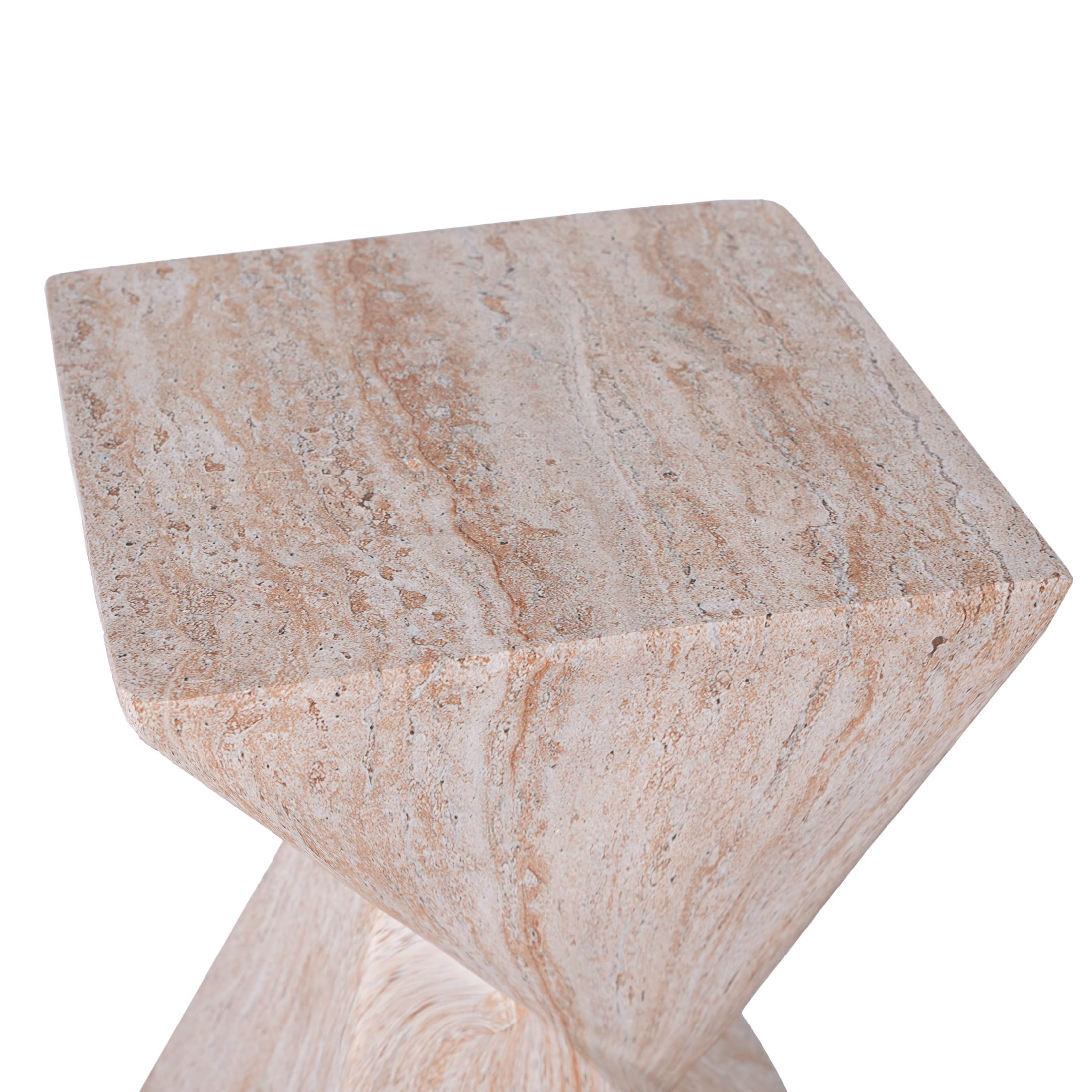 Christopher Knight Home 18.5" Modern Geometric Concrete Accent Side Table, Beige Marble