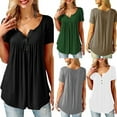 thumbnail image 4 of Viworld Women Summer Tunic Tops Casual Pleated Loose Blouse T-Shirt Plus Size S-5XL, 4 of 6