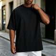 thumbnail image 2 of WERYOUNG Mens T-Shirts Summer Solid Color Oversized Tshirts For Men Short Sleeve Round Neck Summer Tees Versatile Tops XXL, 2 of 5