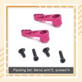 thumbnail image 2 of Bewildely 2 piezas RC coche Servo brazo modelo vehículo portátil Metal dirección engranaje brazos automotriz automóvil juguete reparación Kits de construcción modelo Rosa, 2 of 6