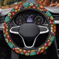 thumbnail image 6 of COEQINE Colorful Hippie Floral Brown Car Steering Wheel Cover for Women, Universal 15 Inch Automobile Steering Wheel Cover Anti-Slip Easy to Install, 6 of 7