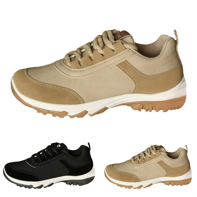 Espadrilles à Plateforme en Cuir pour Femmes Légères Semelle Sans Traces Bout Rond Chaussures Confort Chaussures de Navette Toute la Journée Chaussures de Bureau à Gym Transition Travail Sport Marche Kaki