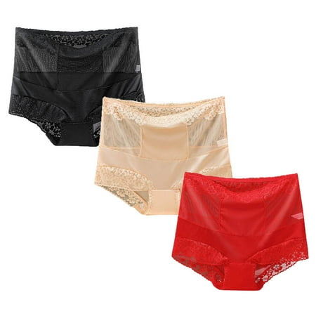 

Xmarks Women Sexy Lace Underwear Briefs Plus Size Lace Panties High Waist Hipster Panties 3 Pack XL