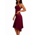 thumbnail image 2 of Women 2 Piece Lace Halter Neck Crop Top and Midi Skirt Set Summer Vacation Going Out Outfits Wine Red XS, 2 of 8