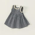 thumbnail image 3 of LYMAYTER Little Girls Cotton Dresses for Kids Baby Plaid Square Neck Princess Dress Toddler Summer Sleeveless Casual Dress Sundress for 9m-6 Years, 3 of 9