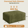 thumbnail image 6 of Large Oversized Corduroy Ottoman Footrest for Sofa, Bench for Sectional Sofa, Extra Seating & Coffee Table, Rectangle Pouf for Living Room,No Assembly Required(Sage Green), 6 of 11