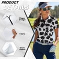 thumbnail image 5 of Garronmavis Zip Golf Shirt for Women Casual Short Sleeve Tennis Shirts Collar Workout Athletic Shirts Womens Animal Print Golf Shirt, Cow Prints, Size S, 5 of 7