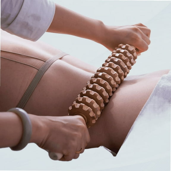 Wood Therapy Roller Massage Tools,Massager, Wooden Massage & Muscle Roller Stick, HandheldTrigger Point Manual Muscle Release Roller Massager (12 Straight)