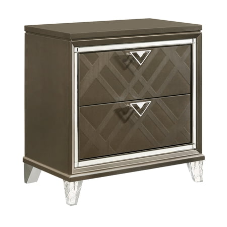 Modern Bedroom Nightstand In Dark Champagne With Two Drawer Conveniences Drawers And A Trendsetting Look