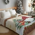 thumbnail image 3 of Christmas Flannel Blanket for Bed,Travel and Camping, Xmas Dwarfs Pine Tree Snowflakes Yellow Wood Grain Super Soft Cozy Blanket for All Seasons 50"x80", 3 of 9