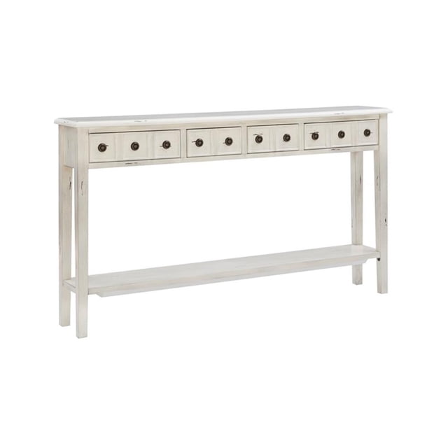 Pemberly Row Table Console Transitionnel en Bois Crème