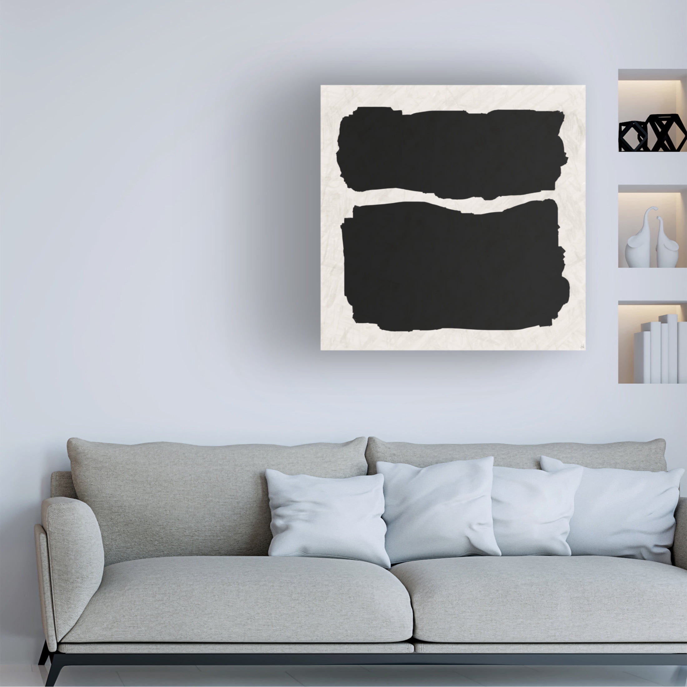 Canvas Wall Art - Line and Brush 'Two Blocked 2' Wall Art for Living Room, Bedroom, or Office Décor by Trademark Fine Art - 14 x 14 Inches
