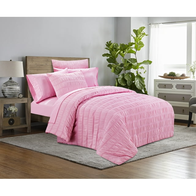 Mainstays Seersucker Bed in a Bag Complete Bedding Set