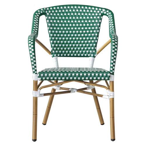 Silla Amelie Verde Blanco Exterior Ratán Sintético Aluminio