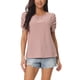 thumbnail image 1 of INSPIRAR CHIC Blusas de Manga Corta Fruncidas para Mujeres, Blusas Elegantes y Casuales con Cuello Redondo, Camisetas de Verano M Rosa Polvoriento, 1 of 5