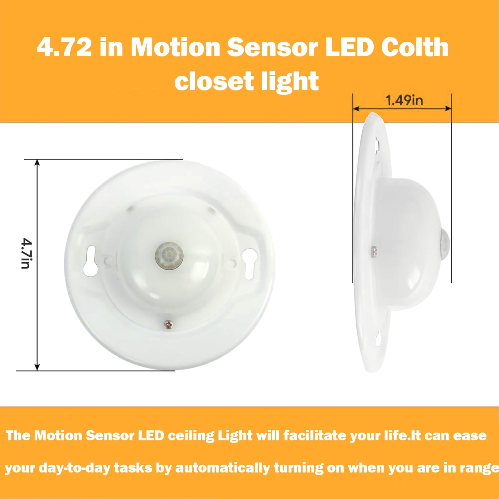 4.7in Motion Sensor Ceiling Light Wired Colth closet light  Flush Mount Light for Hallway Wall,4000K (4-Pack)