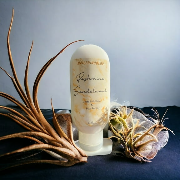 Pashmina Sandalwood by NailedInColor- A Goats' Milk Hand N Body Lotion-Women's Softly Feminine Scented Body Lotion-A Blend of Oils and Creamy Lotion For Skin Hydration-PH Balancing