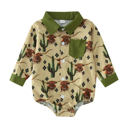 

Newborn Warm Sweatshirt Onesie Romper Boys Long Sleeve Cartoon Prints Romper Bodysuits Gentleman Clothes Winter Snow Outfit Clothes(Size:0-3 Months)