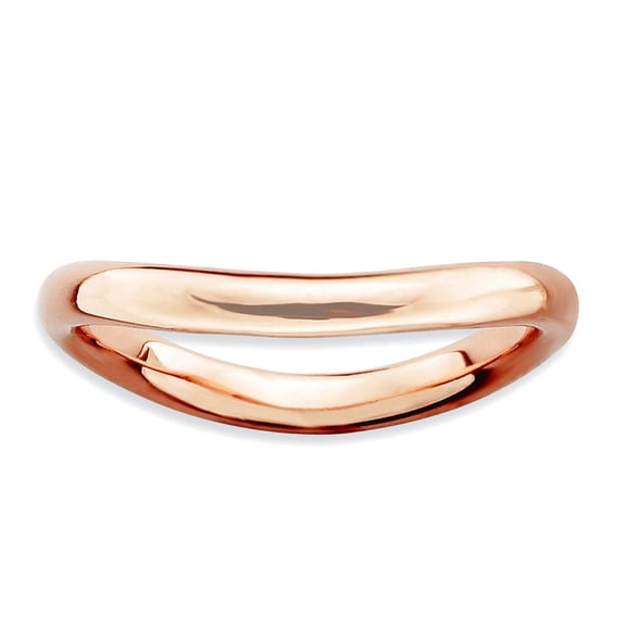 2.25mm 925 Sterling Silver Stackable Polished Pink Plate Wave Ring Size 8 Stackable Ring for Women