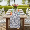 thumbnail image 4 of Blue Floral Leaf Table Runner 108 Inches Long,Retro Farmhouse Plant Tree Branch Cotton Linen Table Runners Dresser Scarves,Fabric Tabletop Scarf Furniture Cover for Home Dinner Party 13"x108", 4 of 9