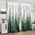 thumbnail image 4 of Forest Tree Curtain, Dark Green Pine Coniferou Trees Forest Watercolor Design Room Darkening Door Window Rod Pocket Curtain for Bedroom Living Room 42x84in, 4 of 6