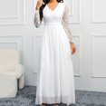 thumbnail image 2 of PuLe Women's Plus Size Lace Chffon Long Maxi 3/4 Sleeve V-Back Formal Dress, 2 of 9