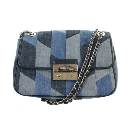 michael-kors - michael kors new blue denim patchwork sloan chain shoulder bag purse $278 #022 ...