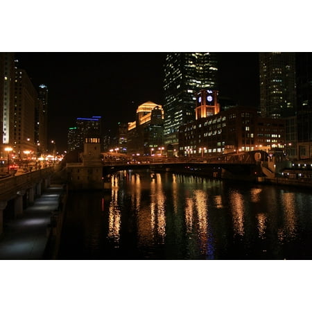 LAMINATED POSTER River Nights Architecture Reflections Chicago Poster Print 24 x