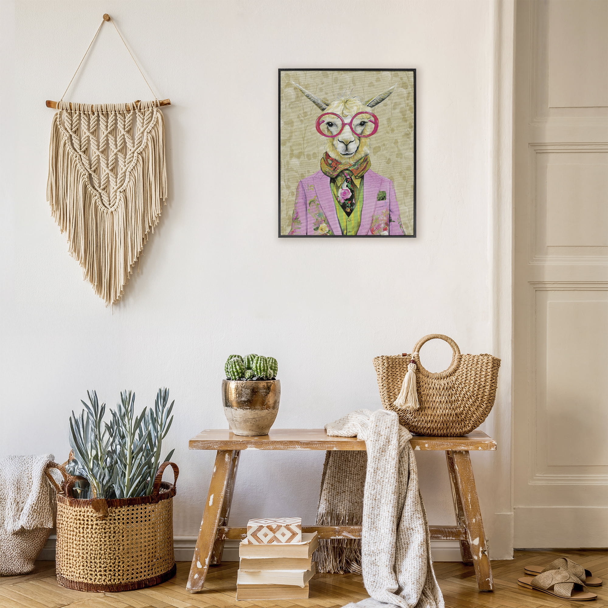 Stupell Industries Stylish Llama with Glasses Black Framed Giclee Art, design by Svetlana Aleynikova